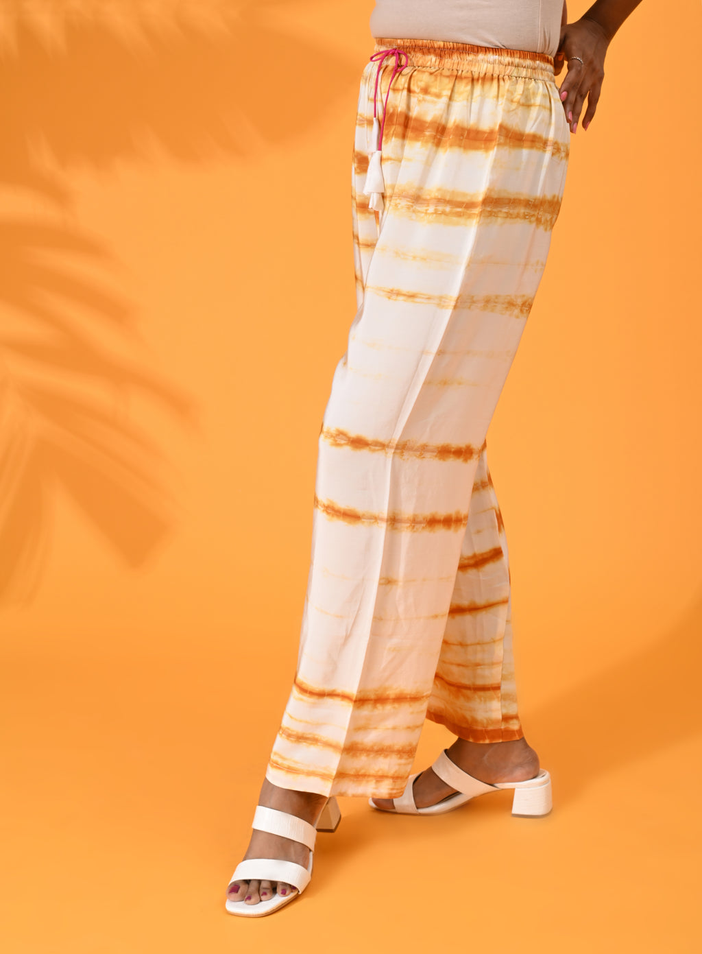 Mustard, Mustard pant, Mustard trouser,  Mustard bottom wear, White, White pant, White trouser, White bottom wear Silk, Silk pant, Silk trouser, Silk bottom wear Pant, Trouser, Casual wear, Bottom Wear, Shibori Print