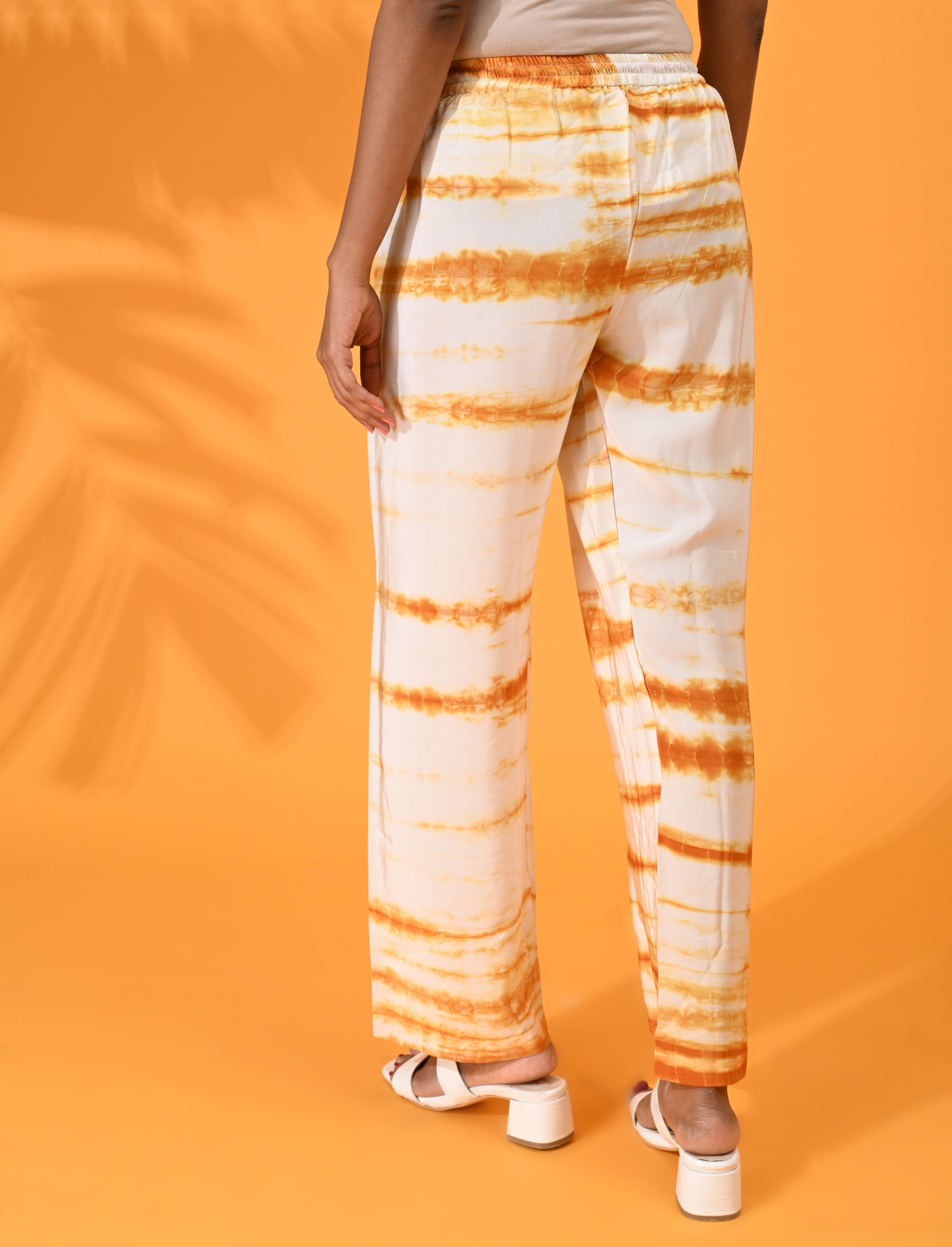 Mustard, Mustard pant, Mustard trouser,  Mustard bottom wear, White, White pant, White trouser, White bottom wear Silk, Silk pant, Silk trouser, Silk bottom wear Pant, Trouser, Casual wear, Bottom Wear, Shibori Print