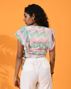 Green, green top, green blouse, Crop top, Top wear, Silk, silk top. silk blouse, Casual top, Multi color crop top. multi color blouse silk tops