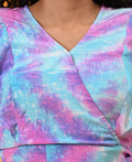 Purple, Purple top, Purple blouse, Blue, Blue top, Blue blouse Crop top, Top wear, Silk, silk top. silk blouse, Casual top, Multi color crop top. multi color blouse silk tops