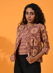 MABA Block Print Shacket Brown