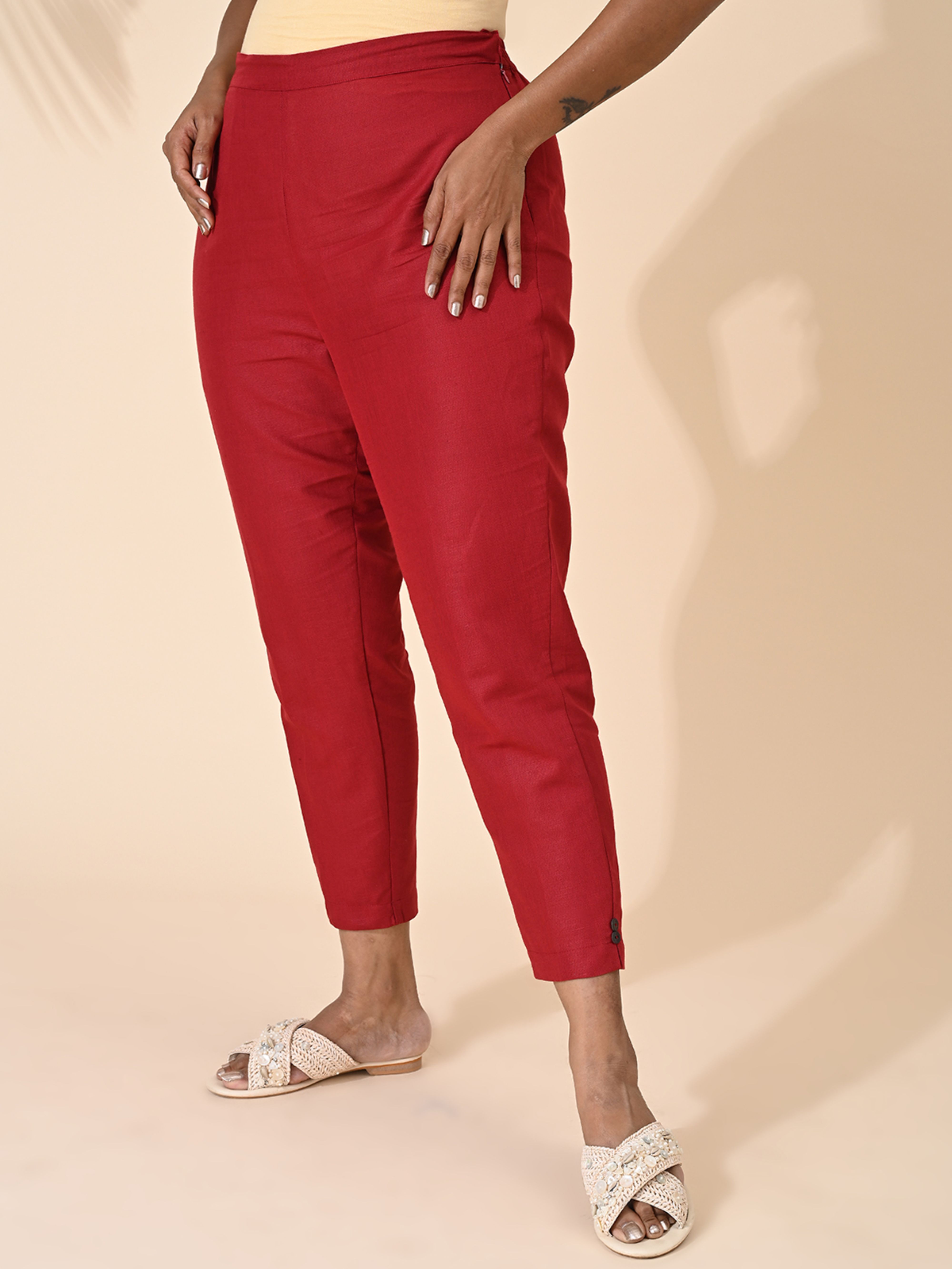 Red, Red pant, Red Trouser, Comfort Red pants, Formal Pant, office wear Pant, Cotton Pant, Cotton Trouser, Cotton Bottom Wear, Pocket pants, Womens Formal pants, women's formal trouser. Comfort Cotton Pants, Linen Pant, Linen Trouser, Linen Bottom Wear, Comfort Linen Pants