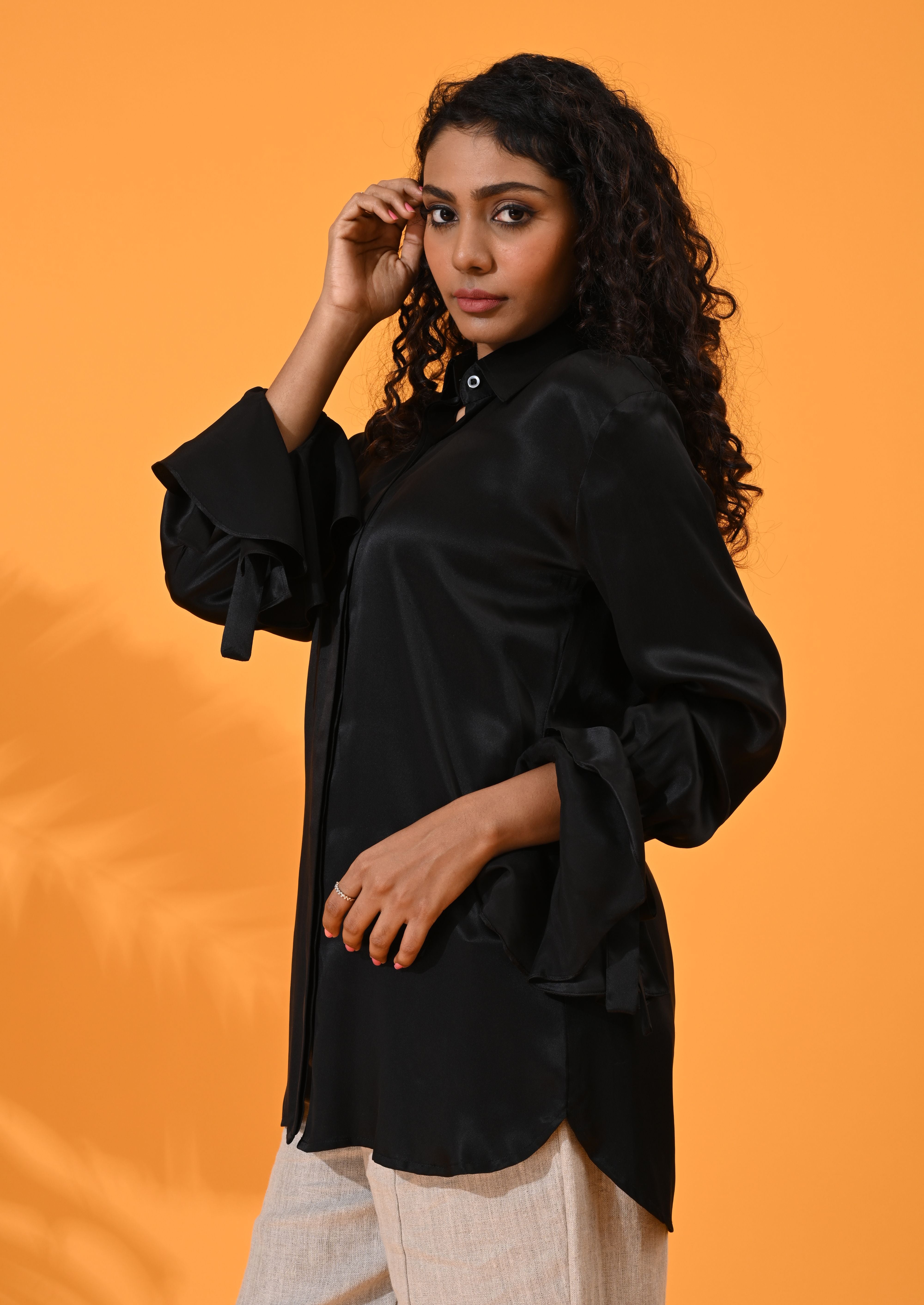 Black, Black top, Black blouse, Black shirt, Top wear, top, shirt, blouse, Silk, silk top, silk blouse, silk shirt, formal shirt, formal top, formal blouse, Casual wear