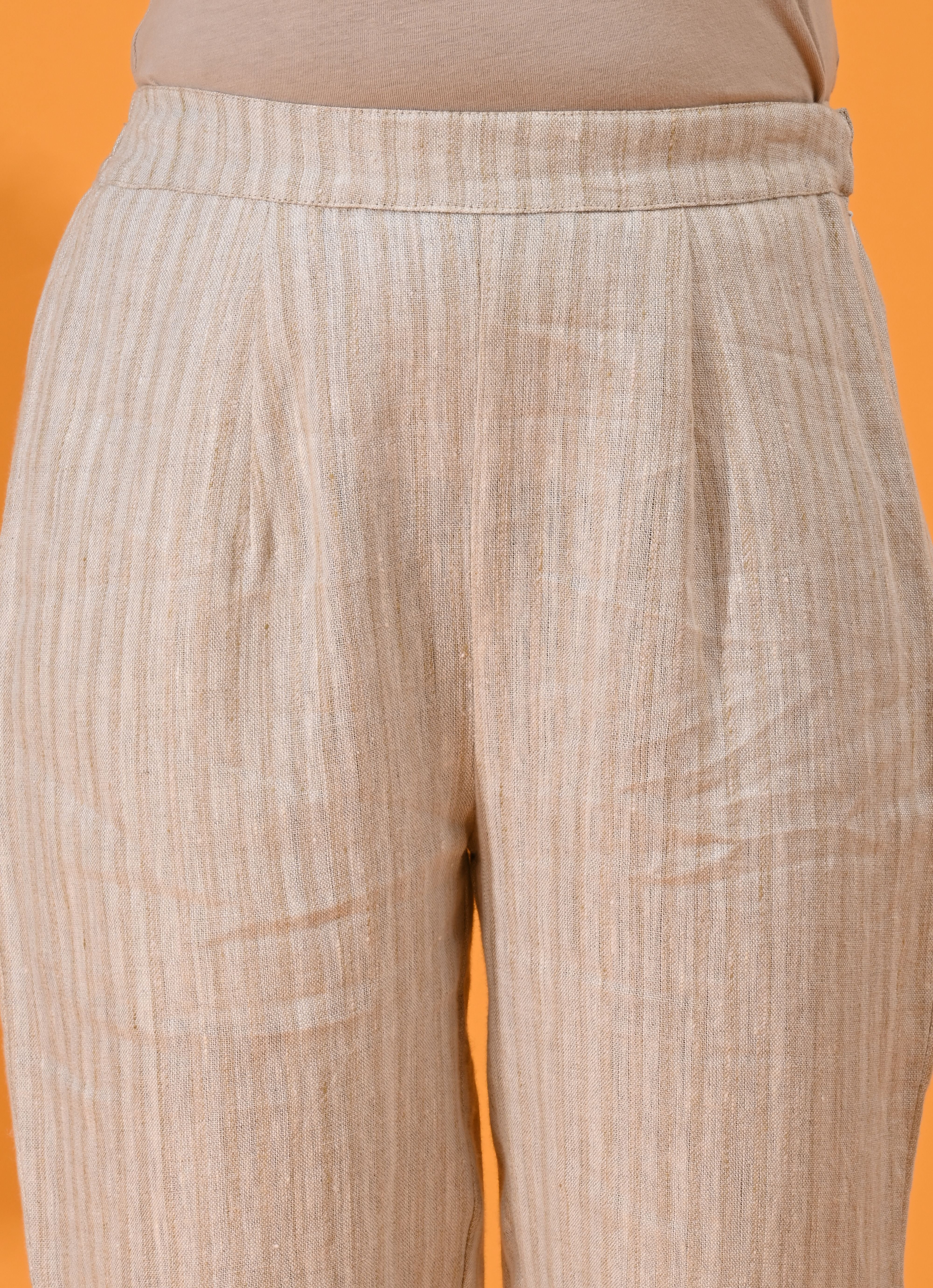 Beige, Linen pant, Linen trouser, formal pants, formal trouser, beige pants beige trouser, Formal wear / office wear, Casual wear, Bottom Wear, Elasticated pant,
elasticated trouser,