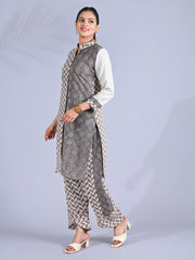 Maba block print cotton mismatched Co-ord Set