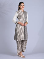 Maba block print cotton mismatched Co-ord Set