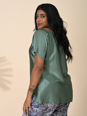 Sea Green, tops, Top wear, Silk, Casual wear, Sea Green top, Sea Green silk top, Sea Green Shade top, Sea Green top, satin Silk top, Satin Top, Green satin silk top.  Green Shade top, Green top, Green satin silk top. 