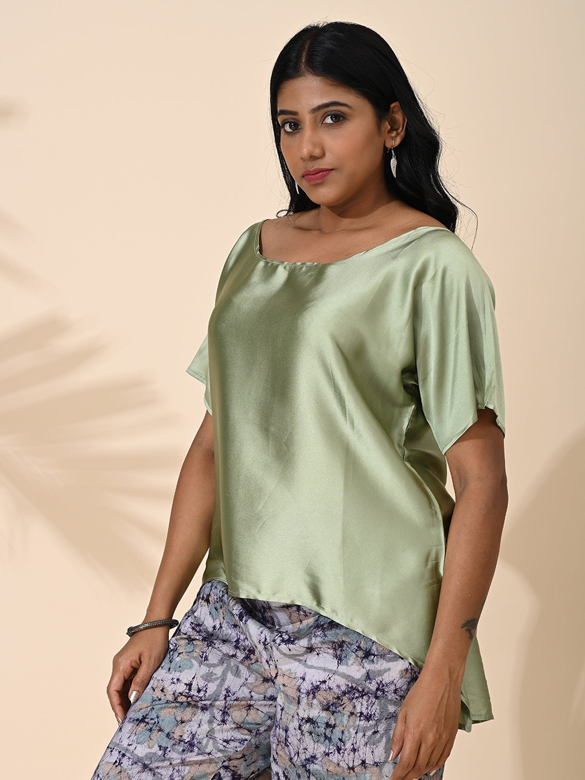 Olive Green, tops, Top wear, Silk, Casual wear, Olive Green top, Olive Green silk top, Olive Green Shade top, Olive Green top, satin Silk top, Satin Top, Green satin silk top.  Green Shade top, Green top, Green satin silk top. 