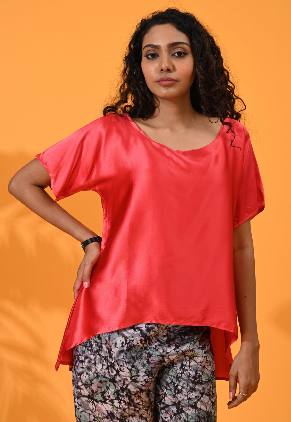 Red, tops, Top wear, Silk, Casual wear, Red top, Red silk top, Red Shade top, Silk top, satin Silk top,