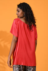 Red, tops, Top wear, Silk, Casual wear, Red top, Red silk top, Red Shade top, Silk top, satin Silk top,