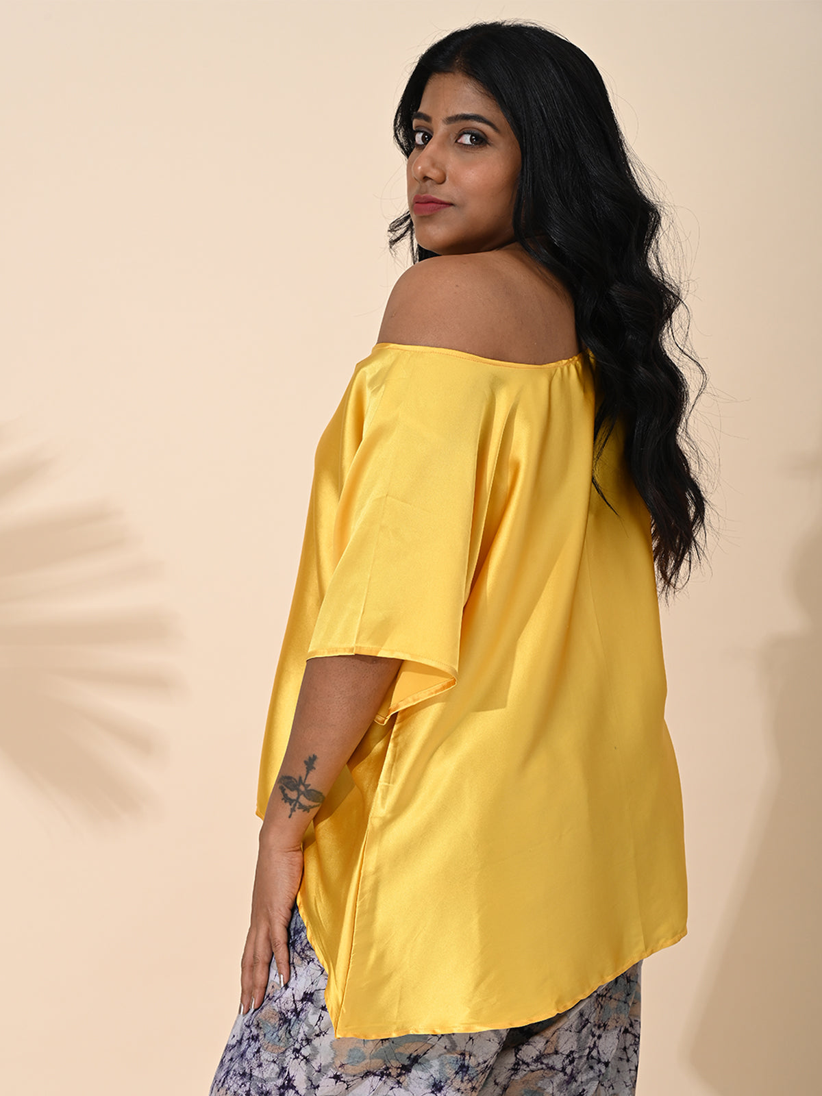 Yellow, tops, Top wear, Silk, Casual wear, Yellow top, Yellow silk top, Yellow Shade top, Yellow top, satin Silk top, Satin Top, Yellow satin silk top.