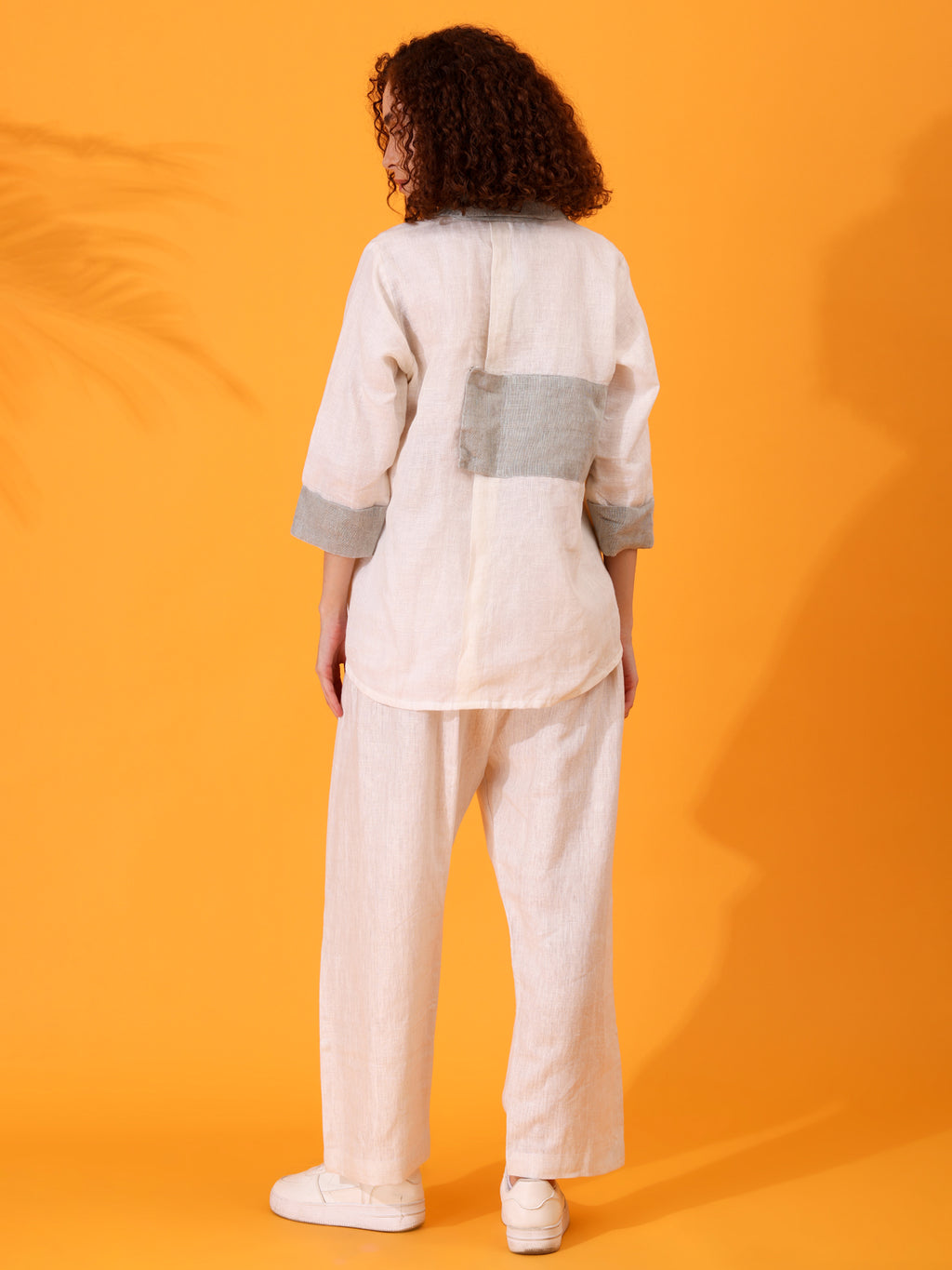 MABA Color Block Linen Shirt & Wide Pant set