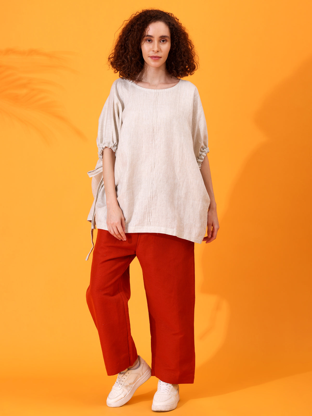 MABA Linen Poncho Top and Wide Pant set