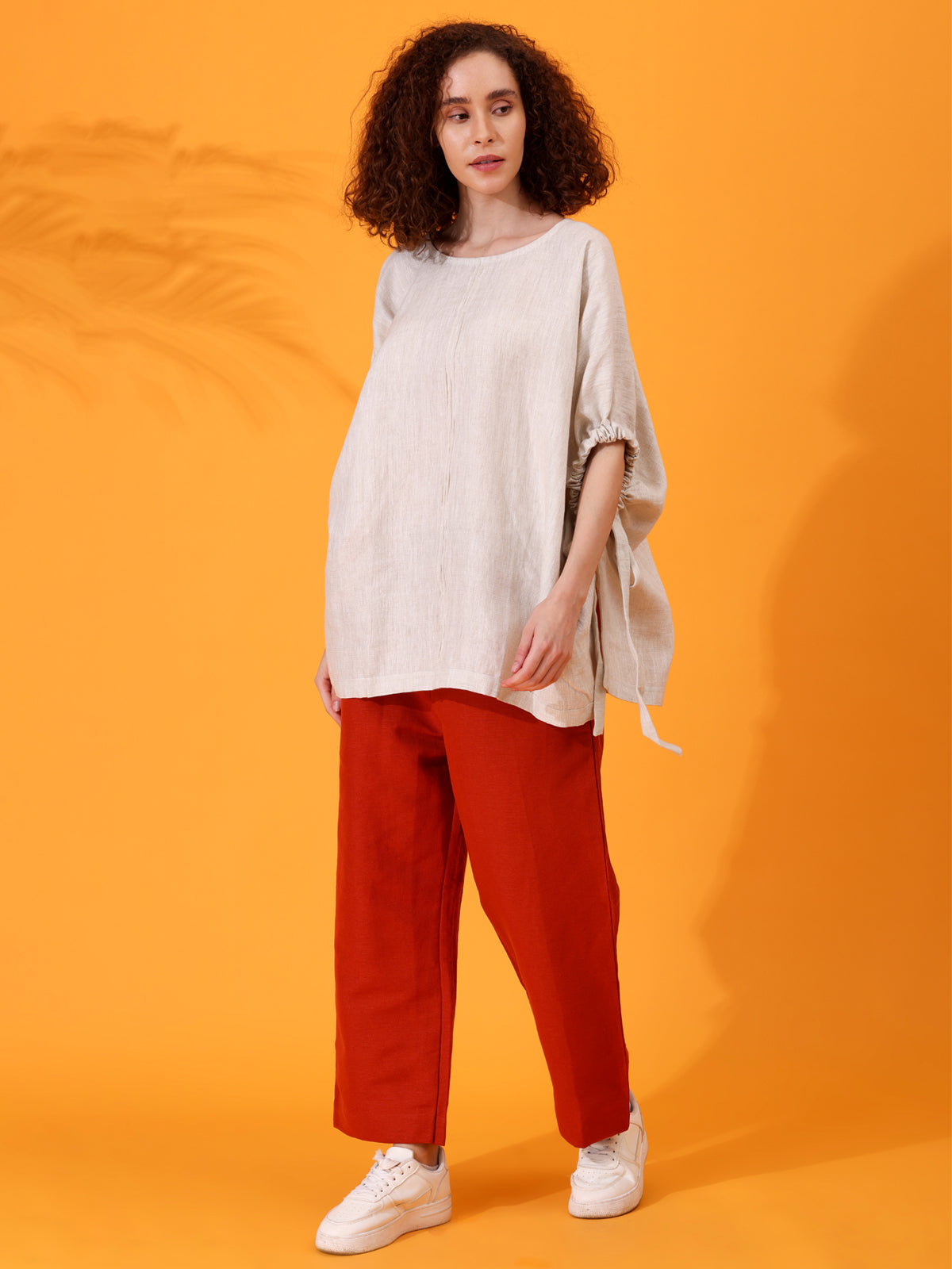 MABA Linen Poncho Top and Wide Pant set