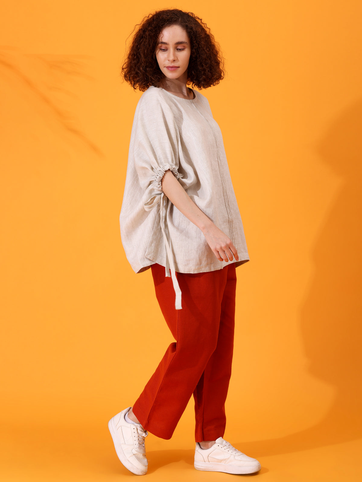 MABA Linen Poncho Top and Wide Pant set