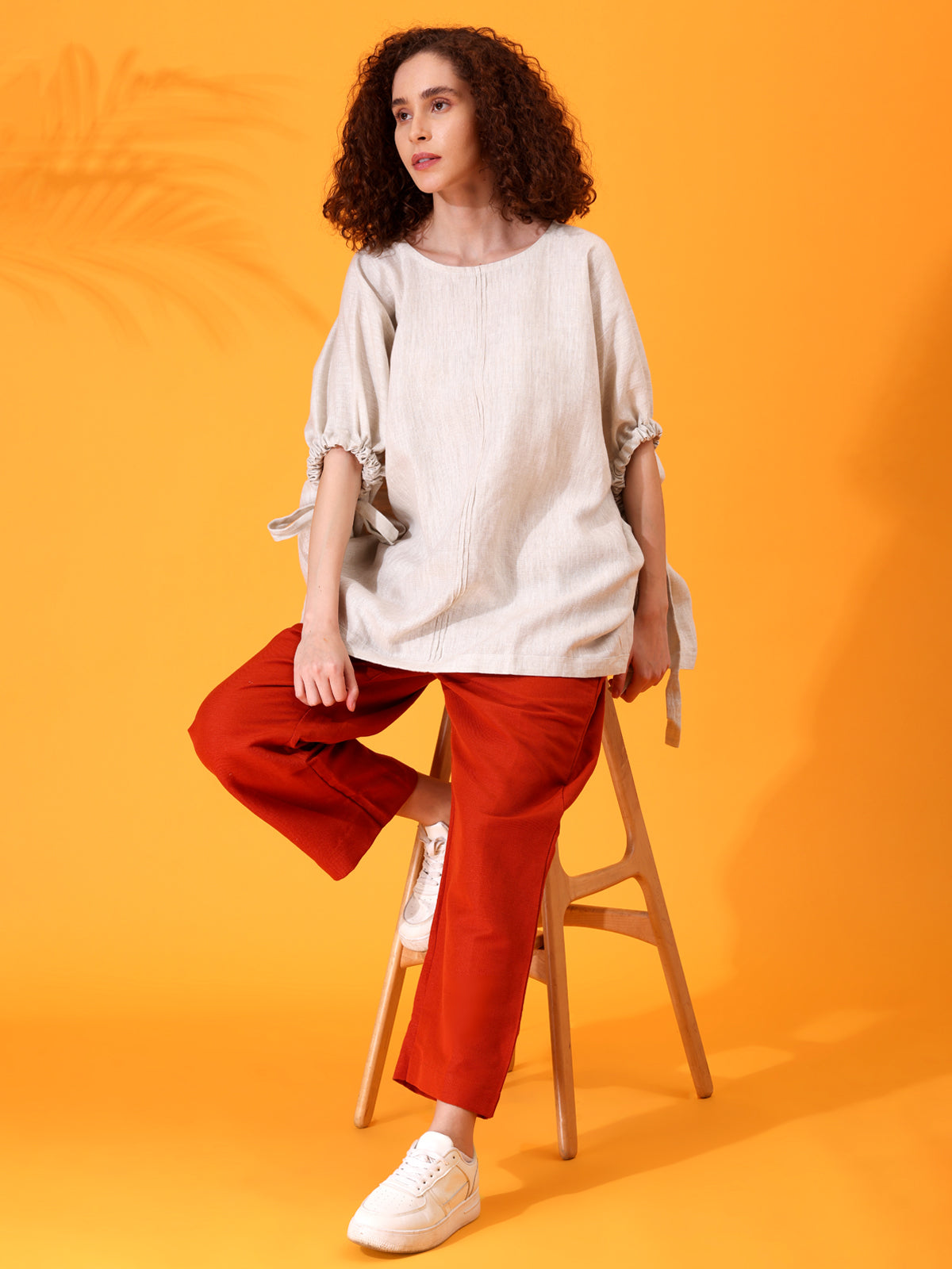 MABA Linen Poncho Top and Wide Pant set