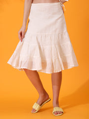 MABA layered Linen Skirt - White