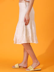 MABA layered Linen Skirt - White