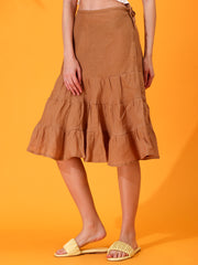 MABA layered Linen Skirt - Brown