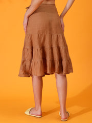 MABA layered Linen Skirt - Brown