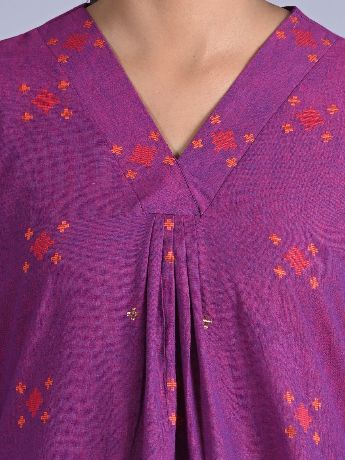 Maba Handwoven Bengal Cotton / Jamdani Purple Co-ord Set