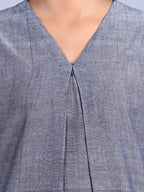Maba Cotton x Silk V-Neck Powerlook Grey and black Co-ord Set