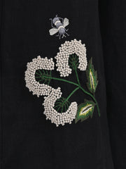 Maba Hand Embroidered Linen Black Trousers
