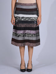 Maba Silk Jacquard upcycled A line Skirt - Grey