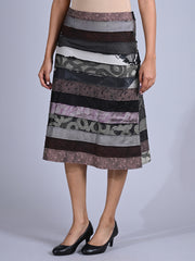 Maba Silk Jacquard upcycled A line Skirt - Grey