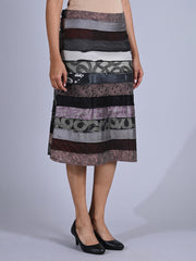 Maba Silk Jacquard upcycled A line Skirt - Grey