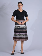 Maba Silk Jacquard upcycled A line Skirt - Grey