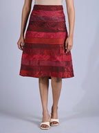 Maba Silk Jacquard upcycled A line Skirt - Red