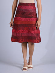 Maba Silk Jacquard upcycled A line Skirt - Red