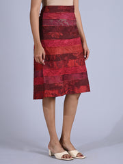 Maba Silk Jacquard upcycled A line Skirt - Red