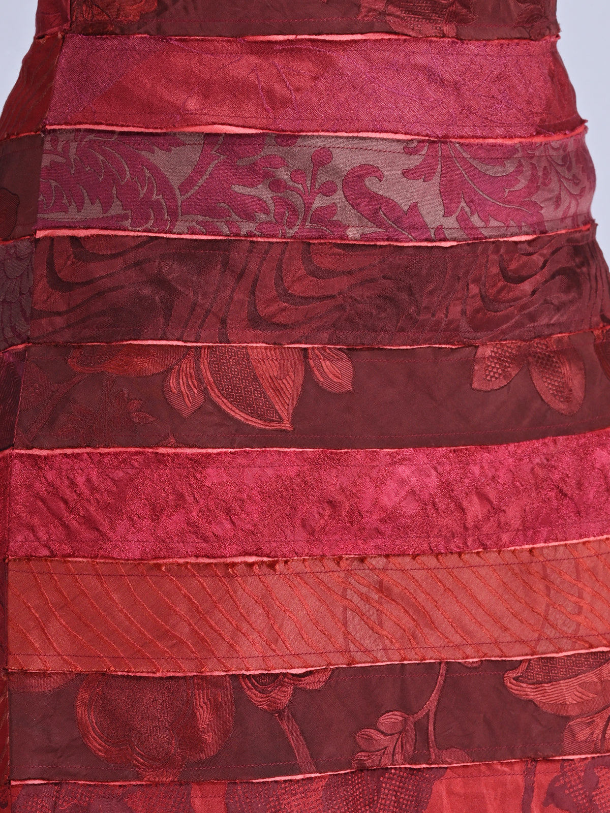 Maba Silk Jacquard upcycled A line Skirt - Red