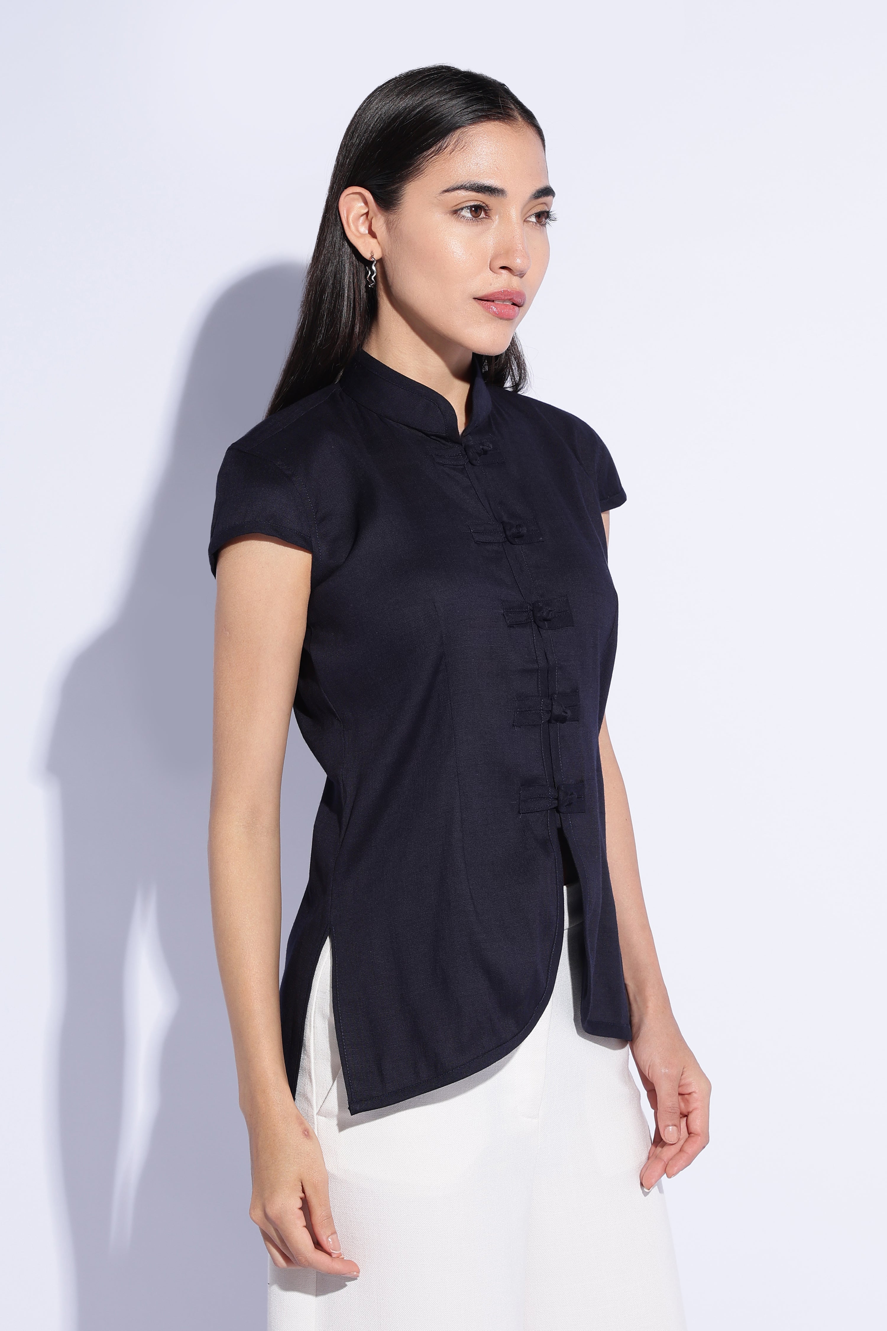 Midnight Mandarin Knot Top