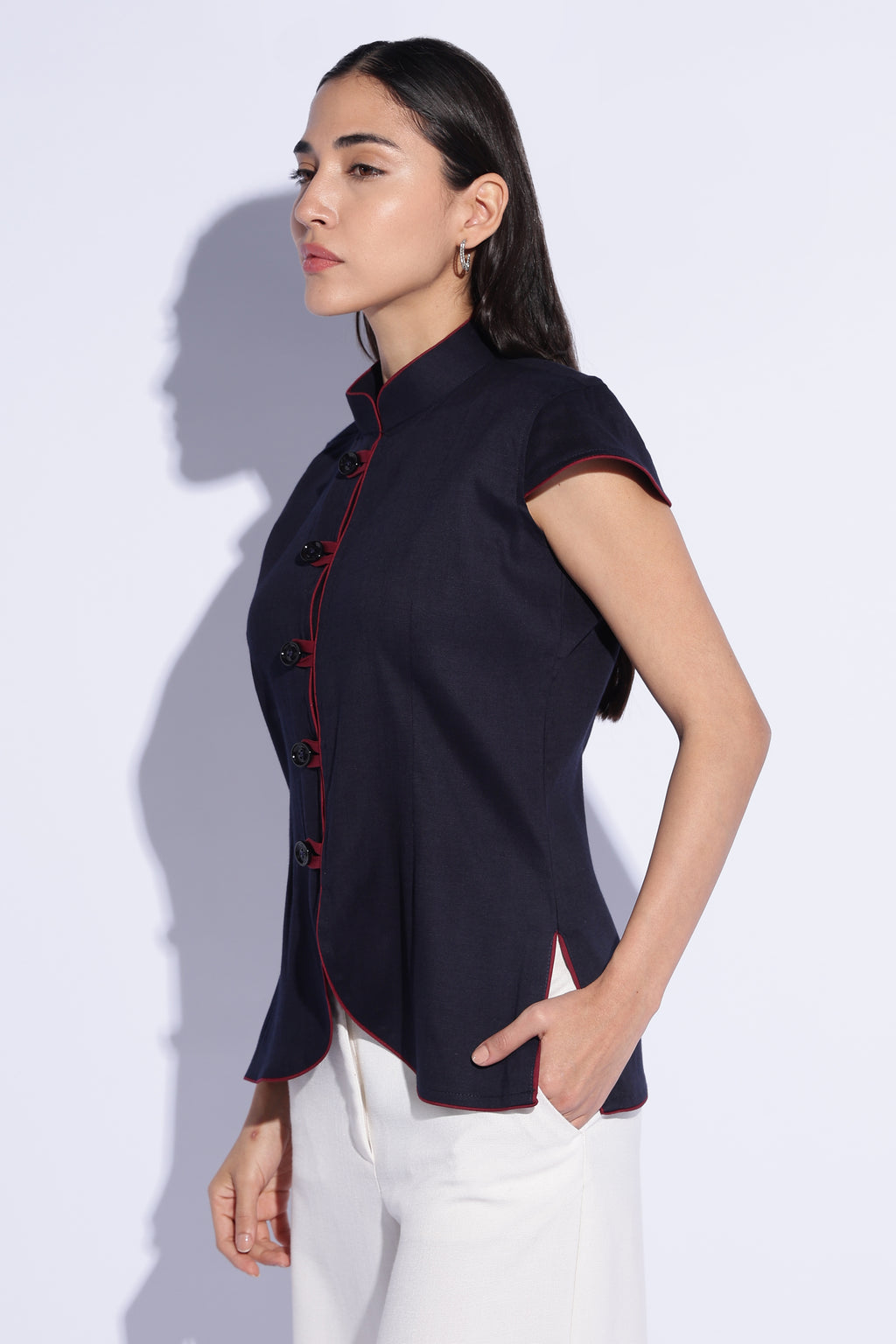 Midnight Contrast Mandarin Top