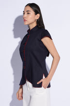 Midnight Contrast Mandarin Top