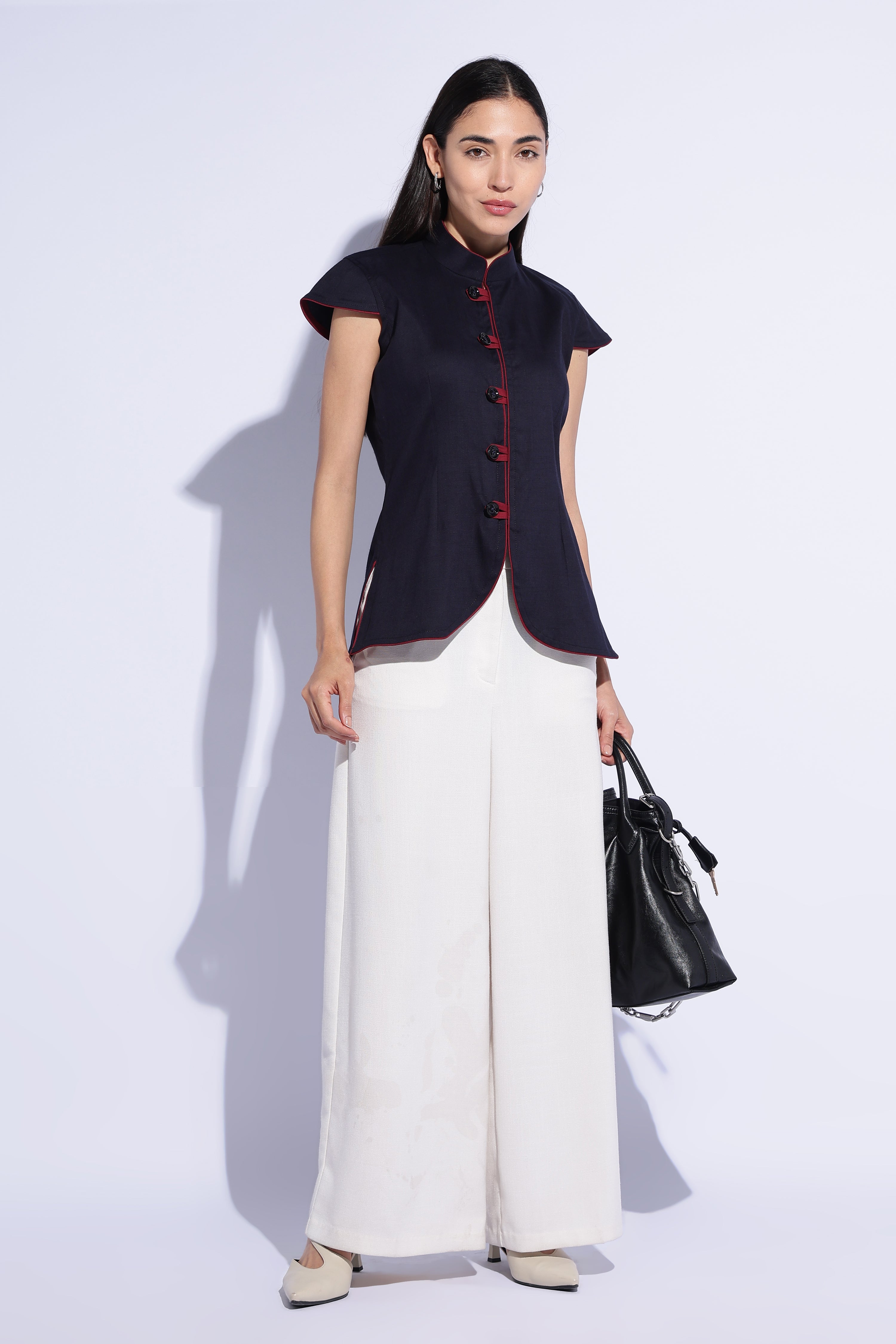 Midnight Contrast Mandarin Top