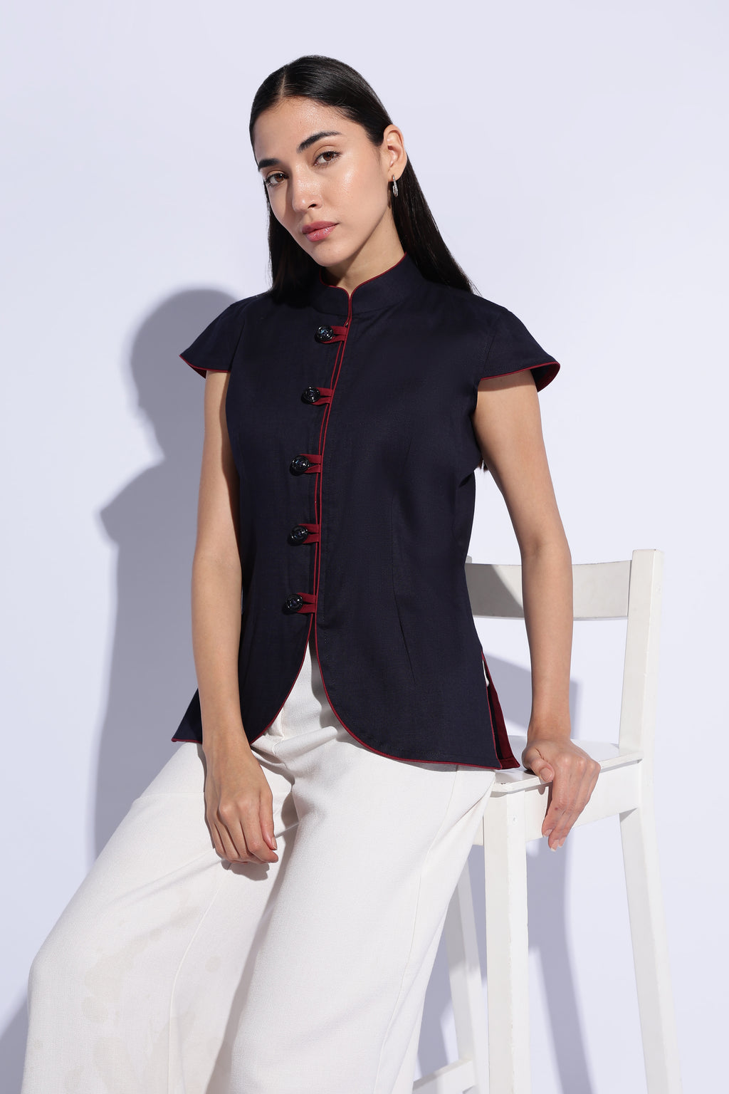 Midnight Contrast Mandarin Top