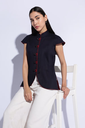Midnight Contrast Mandarin Top