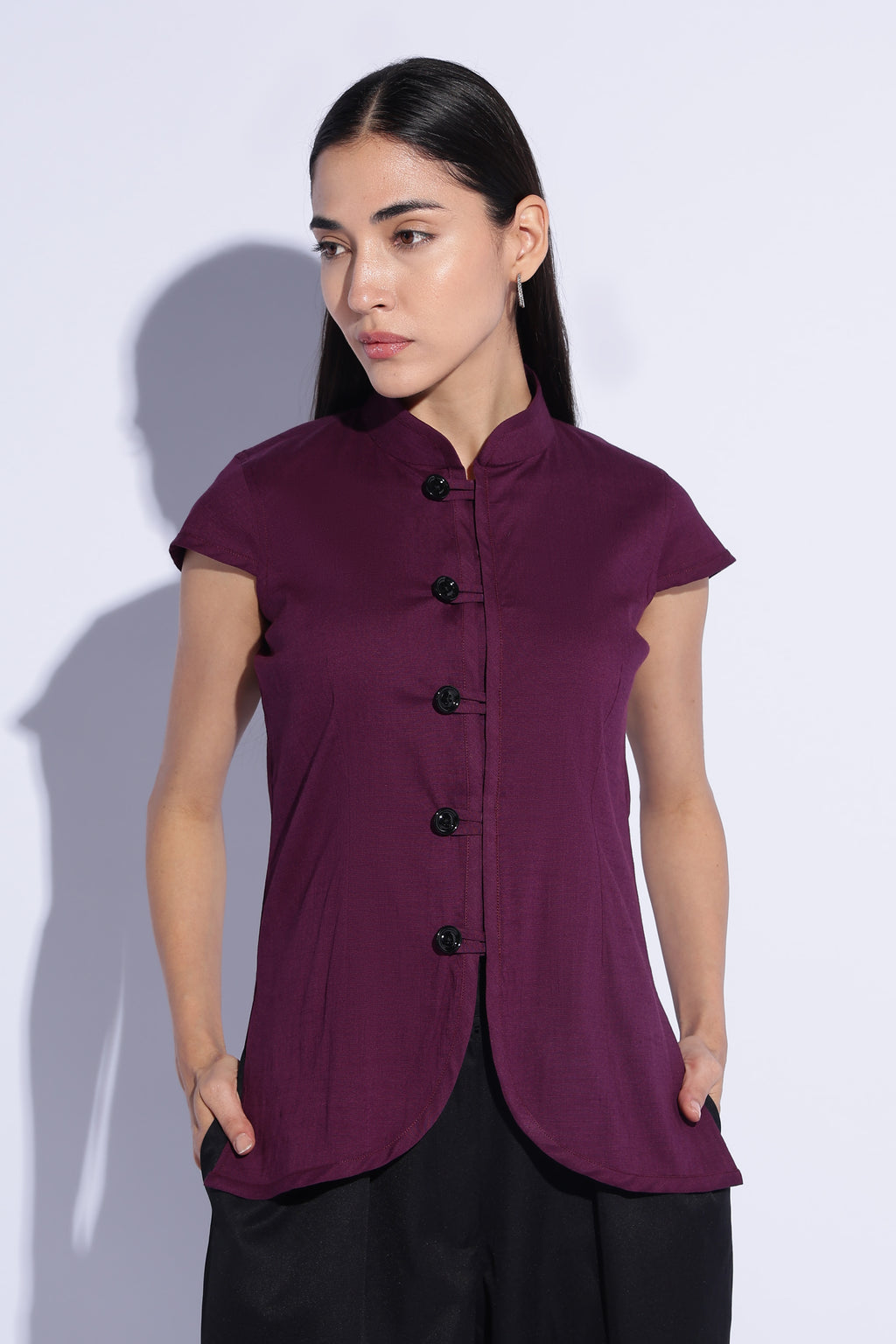 Plum Mandarin Panel Tunic