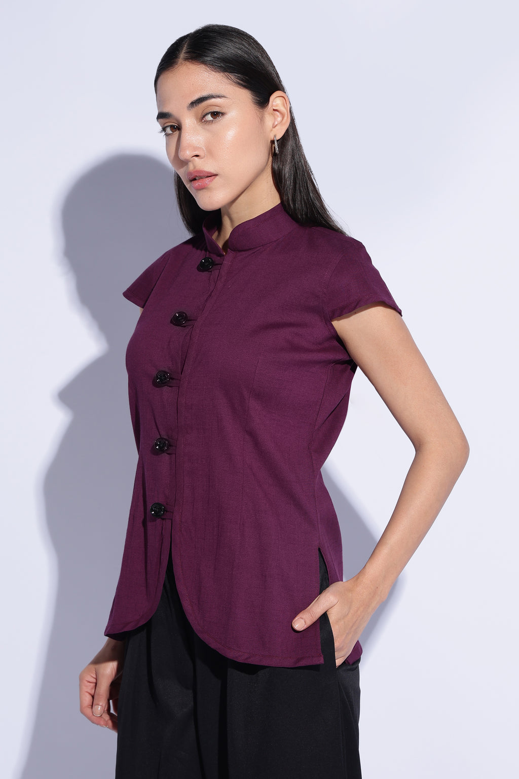Plum Mandarin Panel Tunic