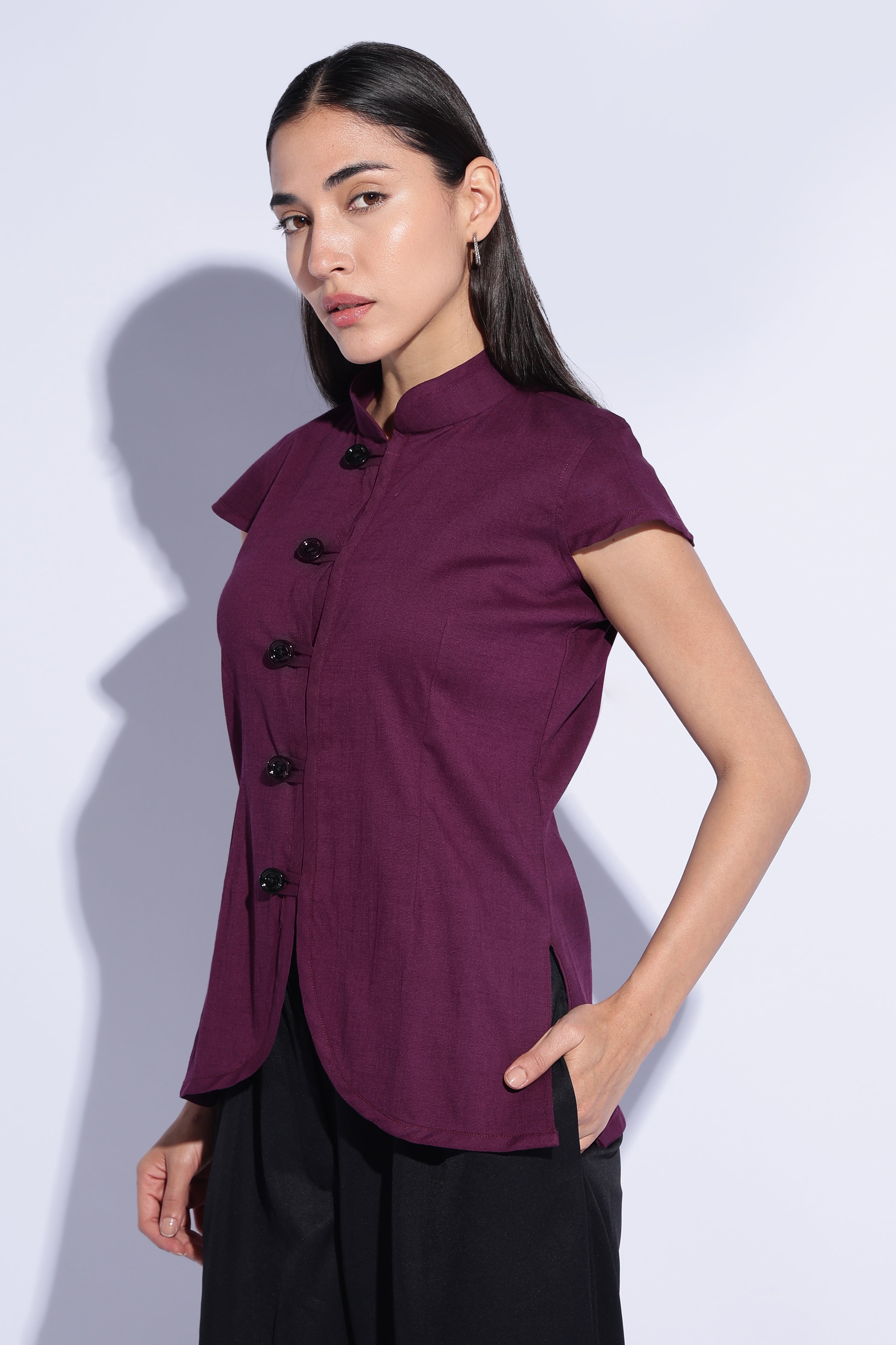 Plum Mandarin Panel Tunic