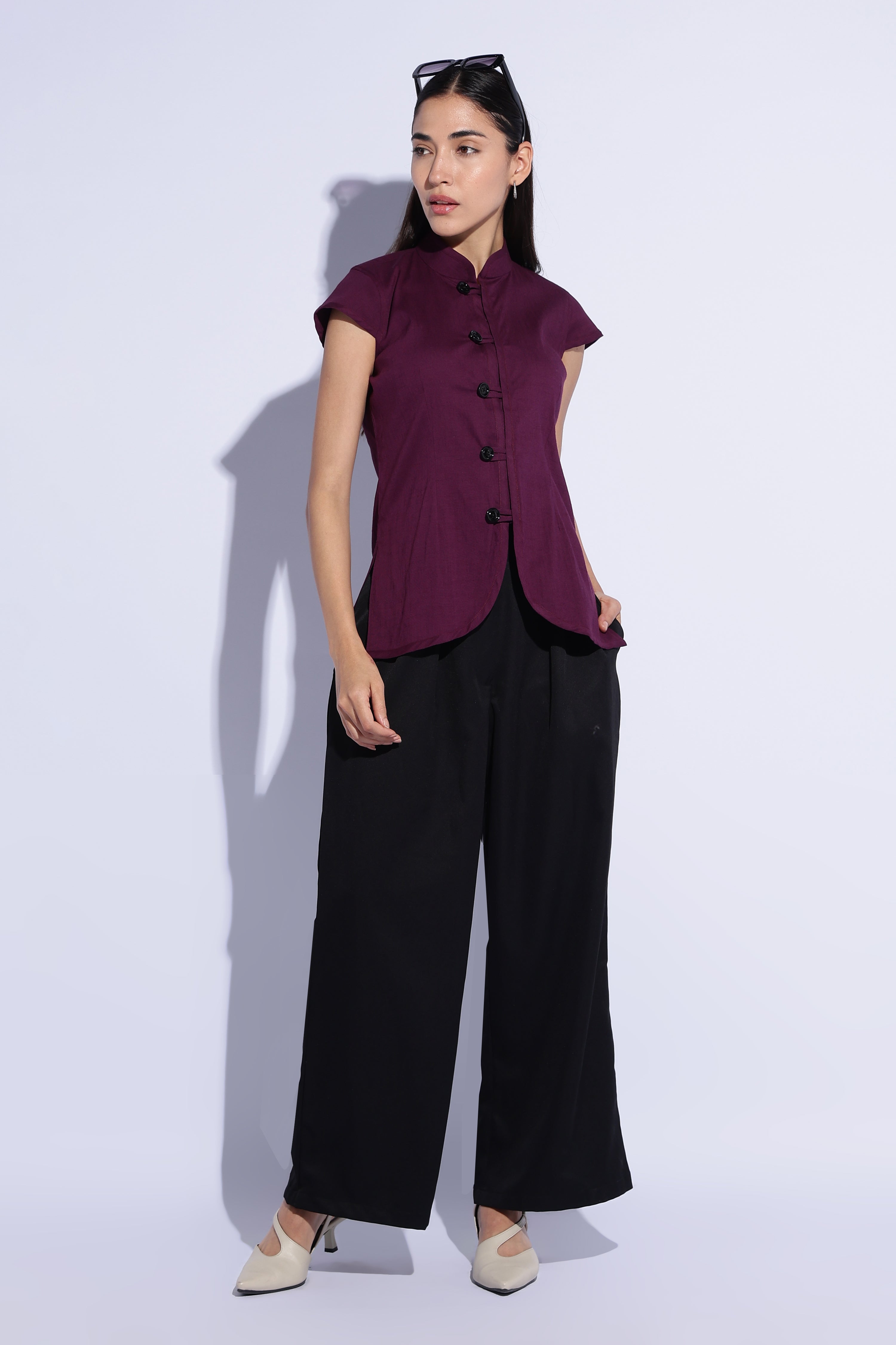 Plum Mandarin Panel Tunic