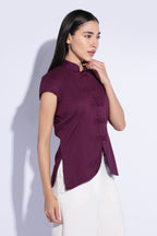 Plum Mandarin Knot Top