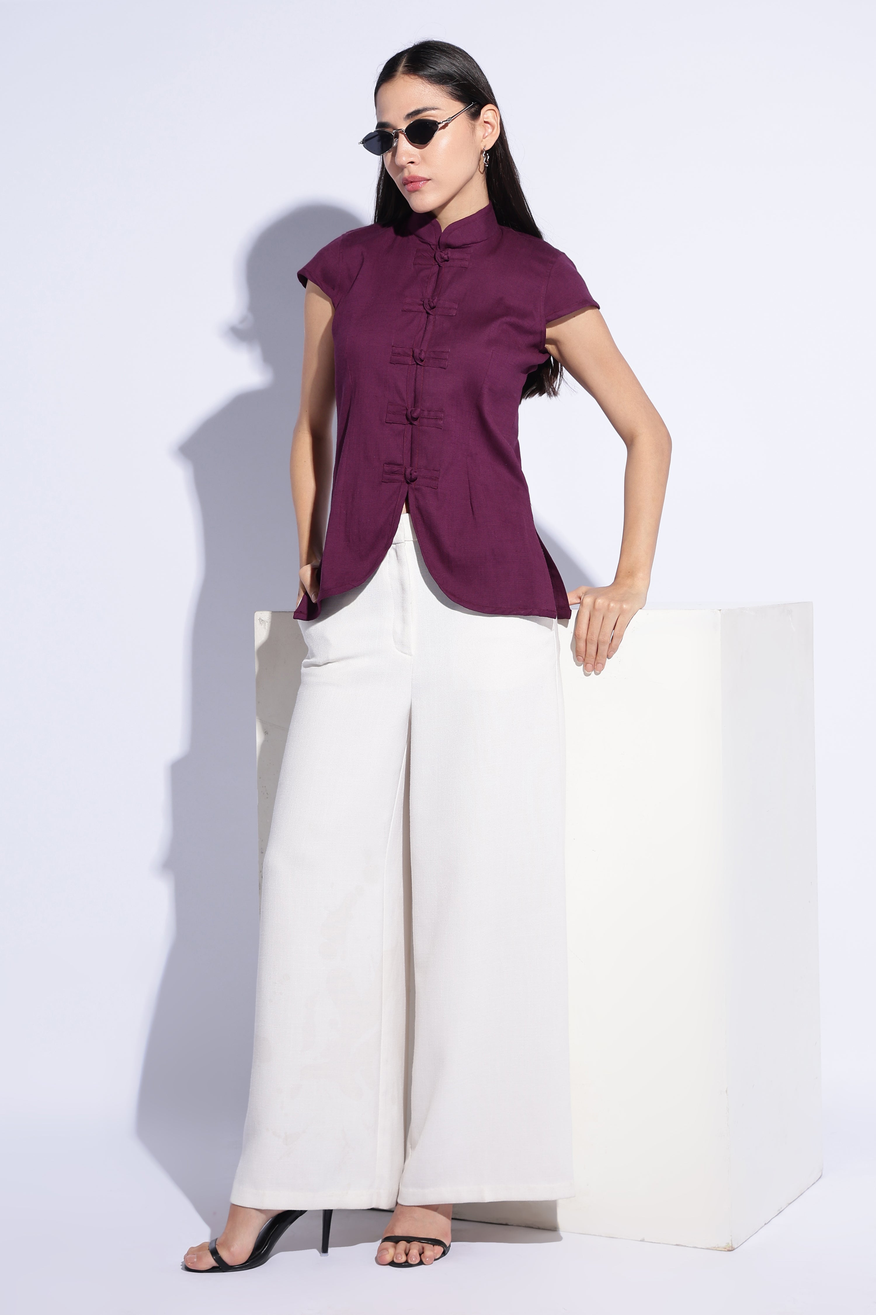 Plum Mandarin Knot Top