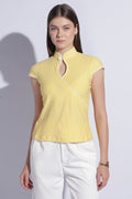 Keyhole Mandarin Jersey Top