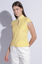 Keyhole Mandarin Jersey Top