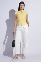 Keyhole Mandarin Jersey Top